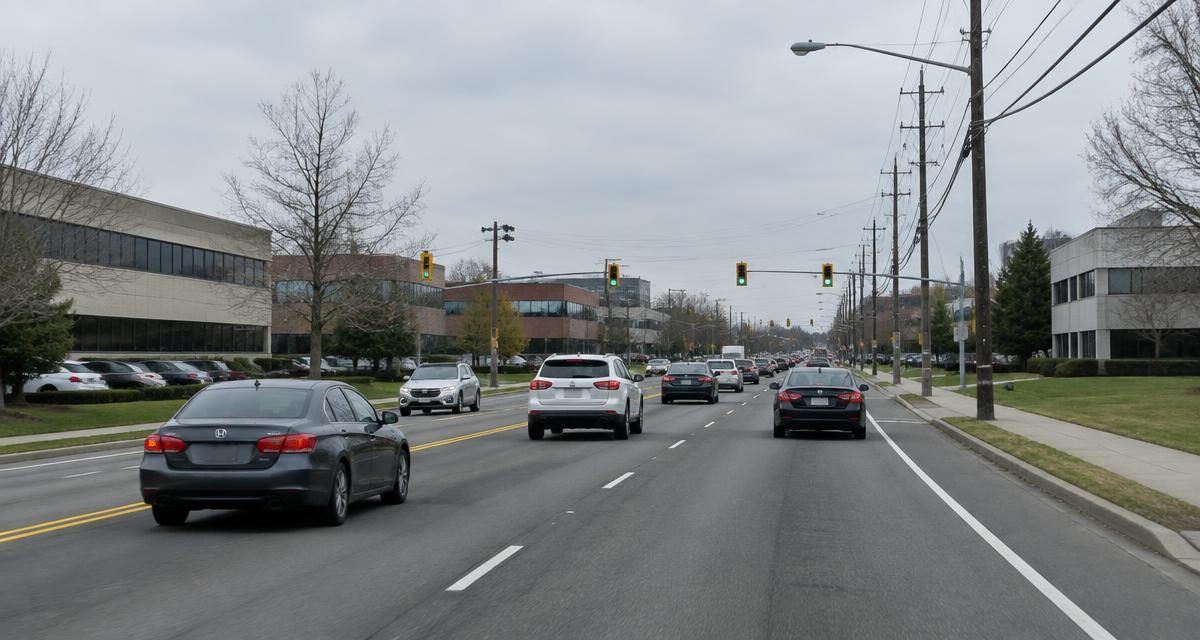 Route 1 corridor in Edison, New Jersey on a weekday morning